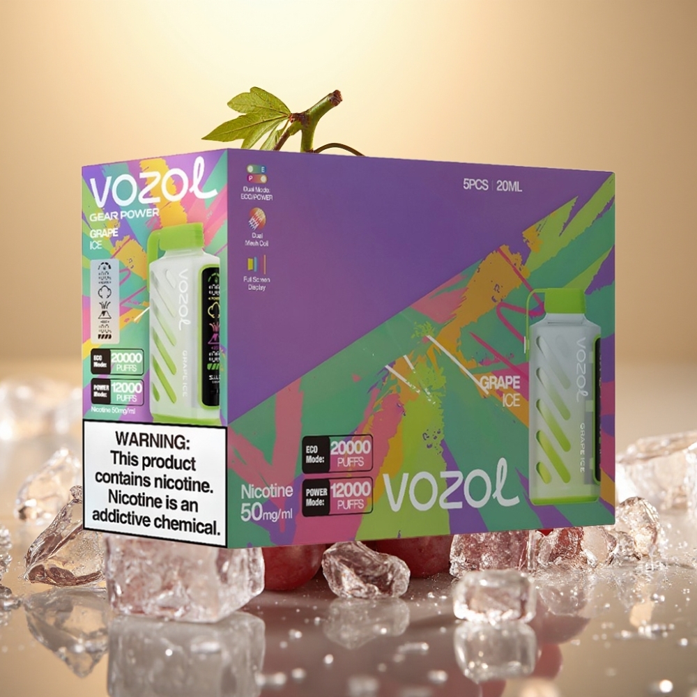 VOZOL Gear Power 20000 Punišci Dual Mesh Coil Grožđe Led SiLC Tech Full Screen Display