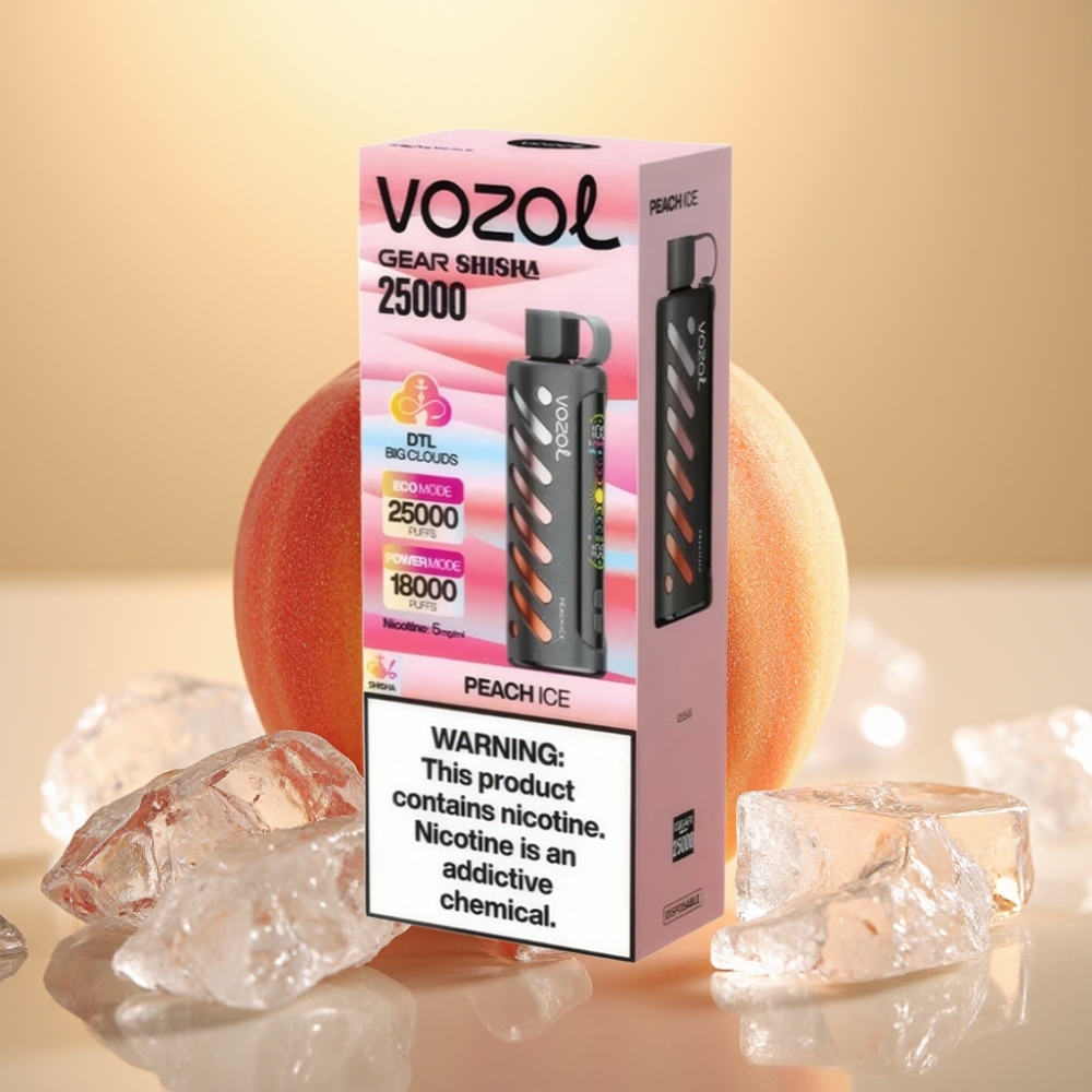 VOZOL Gear Shisha 25000 Puffs SiLC Tech Dual Mesh 1000mAh Breskva Led