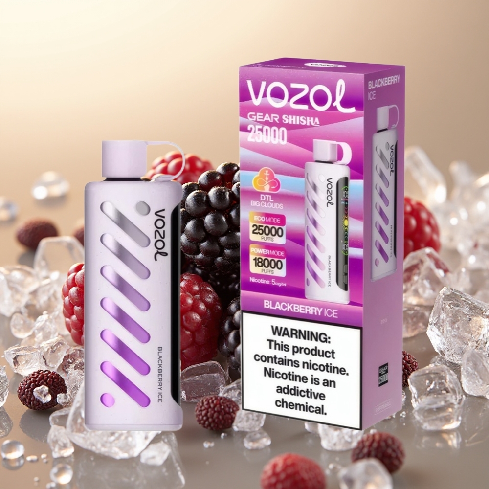 VOZOL Gear Shisha 25000 Puffs SiLC Tech Dual Mesh Crna Jagoda Led