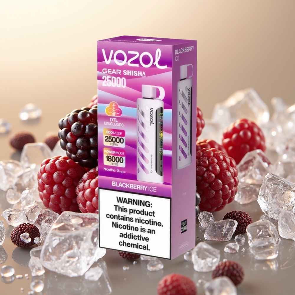 VOZOL Gear Shisha 25000 Puffs SiLC Tech Dual Mesh Crna Jagoda Led