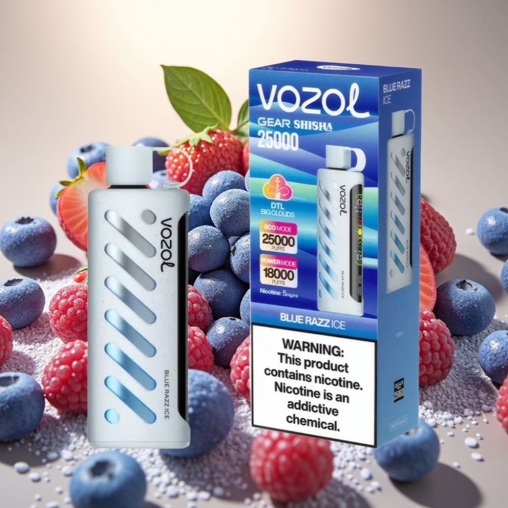 VOZOL Gear Shisha 25000 Puffs SiLC Tech Dual Mesh Plavi Razz Led