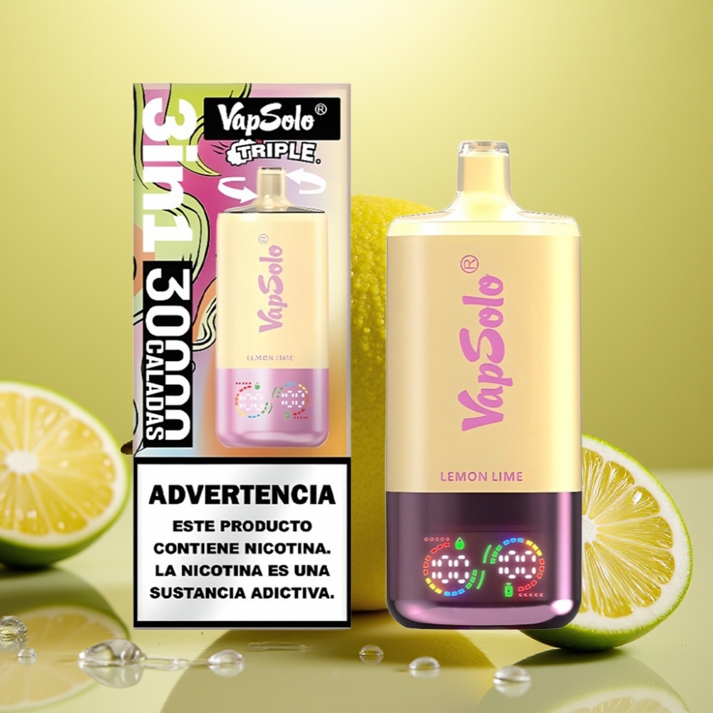VapSolo Triple 30000 Puffs Limun-Limeta 40ml 20/50 mg/ml Type-C 3 spremnika