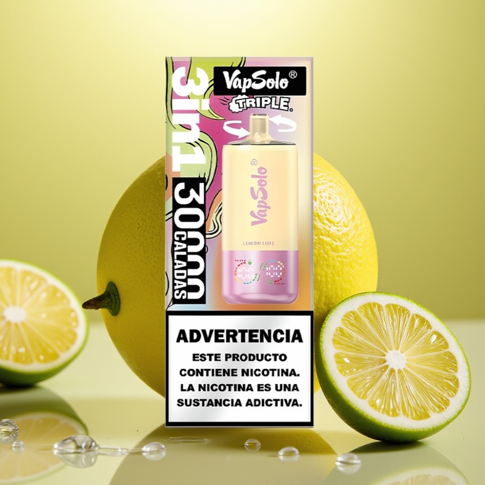 VapSolo Triple 30000 Puffs Limun-Limeta 40ml 20/50 mg/ml Type-C 3 spremnika