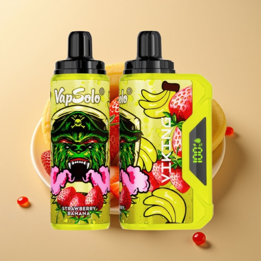 VapSolo VIKING 12000 Pufova Disposable Vape Jagoda Banana 22ml Type-C LED