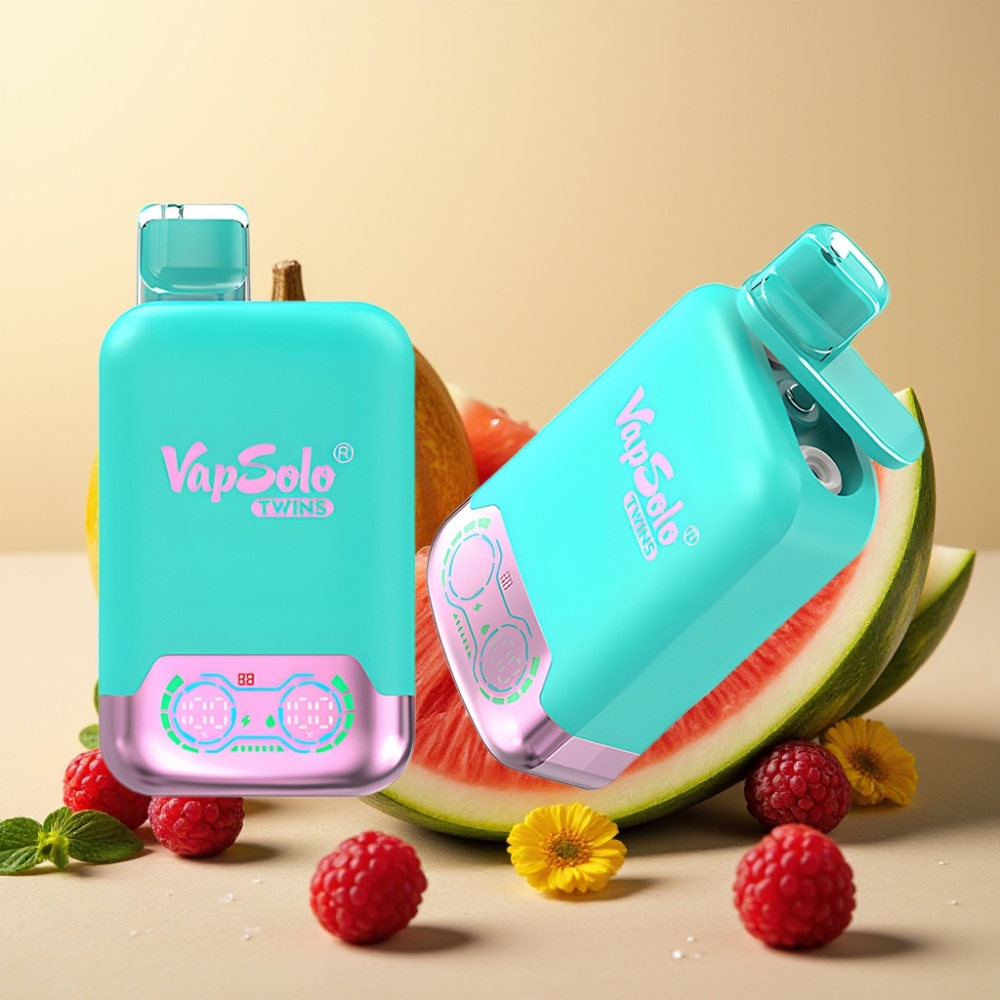 Vapsolo Twins 20000 Puffs 40ml Type-C Trostruka dinja  Malina lubenica
