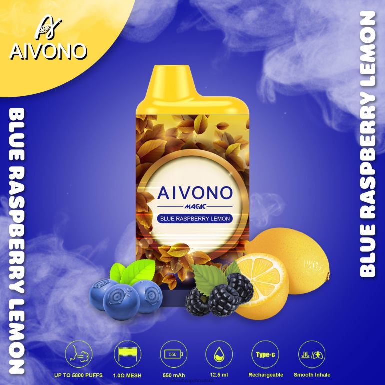 Aivono AIM MAGIC 5800 kutija za cigarete plava malina limun - F404291 Aivono Vape Review