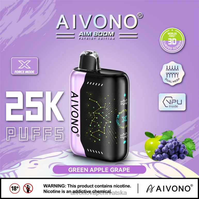 Aivono AIM BOOM 25000 zelena jabuka grožđe - F4042346 Aivono Vape