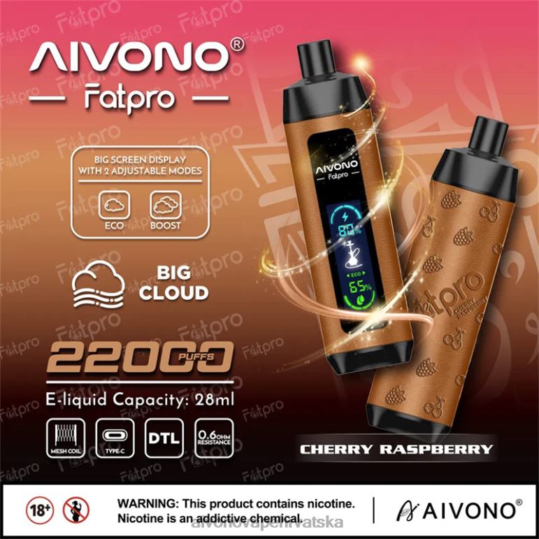Aivono Fatpro 22000 trešnja malina - F40424 Aivono Vape Hrvatska
