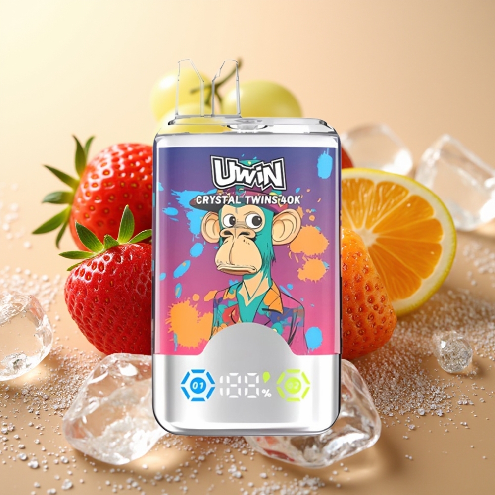 UWIN Crystal Twins 40000 Puffs 0.6 Ohm 32ml Jagoda Kivi Grožđe Led