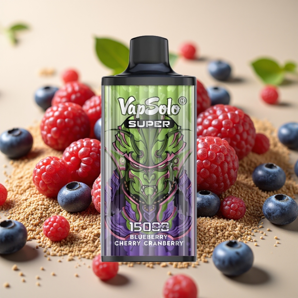 Vapsolo Super 15000 Puffs 40ml 850mah Type-C Borovnica Trešnja Brusnica