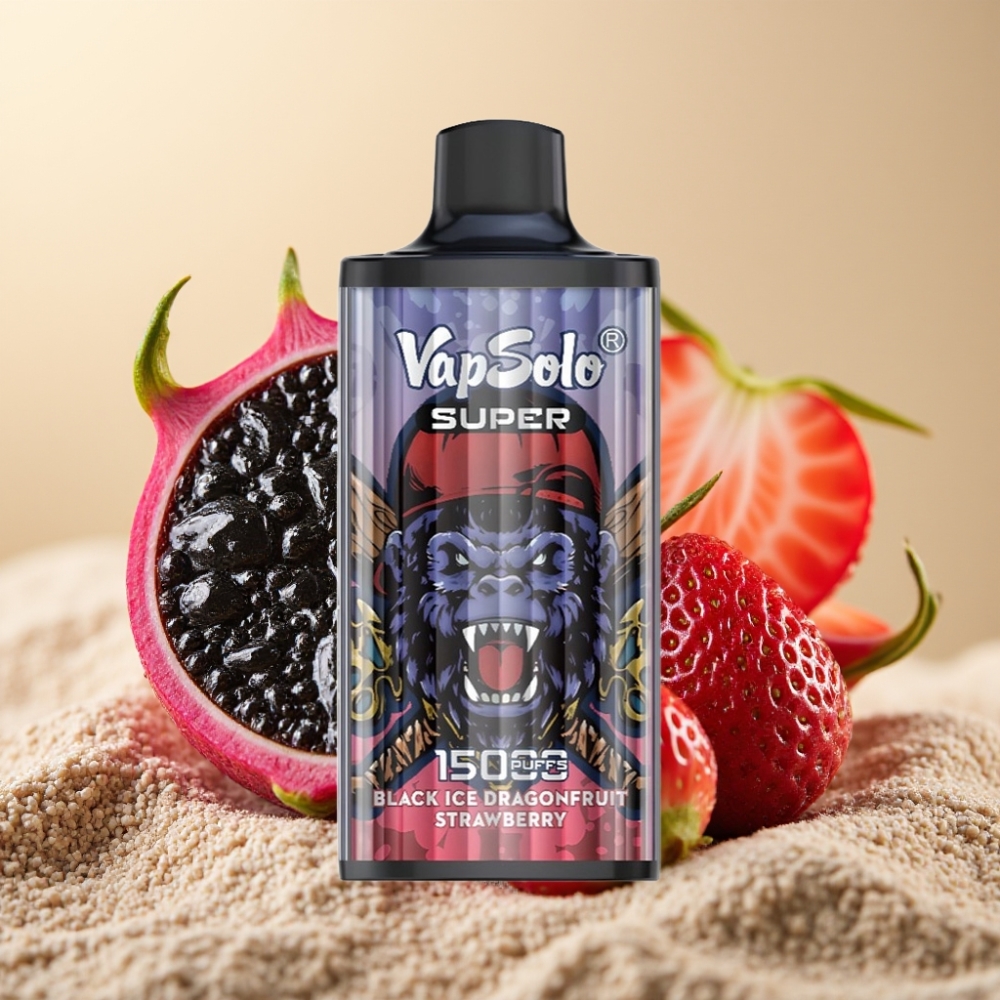 Vapsolo Super 15000 puffs 40ml 850mah Type-C Crna Ledena Zmajvoća Jagoda