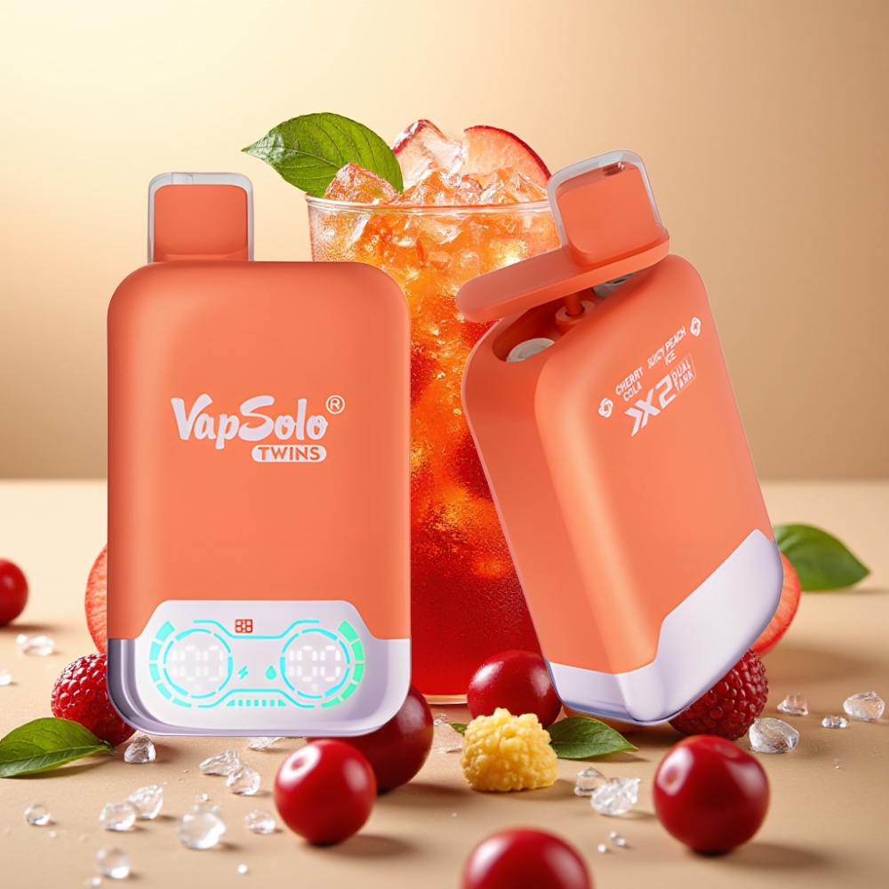 Vapsolo Twins 20000 Puffs 40ml 20mg/50mg Type-C Trešnja Cola & Sočni Breskva Led