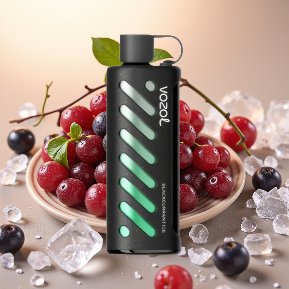 VOZOL Gear Shisha 25000 Puffs 1000mAh 5mg/ml Dual Mesh Crni Ribizl Led