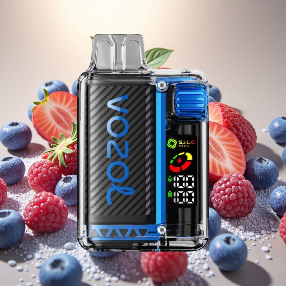 VOZOL Vista 20000 Puffs 650mAh OLED 2% S.i.L.C Dual Mesh Plavo Malina Led